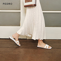 Pedro牛皮拖鞋Icon夏平底一字拖度假外穿女鞋PW1-65110081 粉白色 37