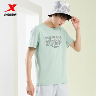 XTEP特步运动T恤男短袖针织2022跑步速干衣978229010435 灰湖绿 XXL