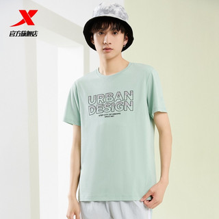 XTEP特步运动T恤男短袖针织2022跑步速干衣978229010435 灰湖绿 XXL