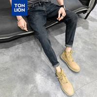 唐狮 TONLION2024夏季男口袋绣花有弹修身小脚牛仔长裤WP 深牛仔蓝 31