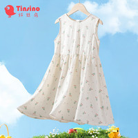 纤丝鸟（TINSINO）儿童裙子女童连衣裙夏季无袖公主裙 爱心蝴蝶结樱桃花110