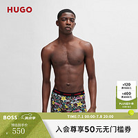 HUGO男士秋季2024弹力棉质运动风长款平角内裤三条装 多色 L