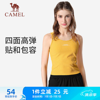 CAMEL 骆驼 运动背心女跑步训练健身弹力修身上衣 Y23BATL6011 落叶黄 XXL