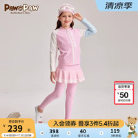 PawinPaw卡通小熊童装24夏男女童男女宝泳帽泳衣裤三件套分体儿童泳衣 粉红色/25 100
