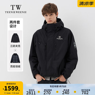 Teenie Weenie Men小熊男装羽绒服内胆2024冬季新款两件套工装防风外套 黑色 165/S