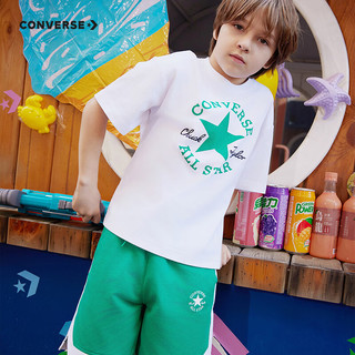                                                                                 匡威（Converse）儿童套装男童T恤短袖短裤2024夏季薄款女童夏装中大童运动2件套 G139深薄荷 120/60（6）