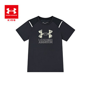 安德玛（Under Armour）童装春夏季男童透气圆领运动休闲凉感吸湿速干短袖T恤243120154 黑色 150cm