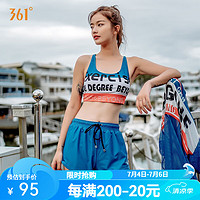 361°游泳衣女士保守分体三件套装显瘦时尚印花海边温泉泳装 蓝色 XL（体重55kg-60kg）