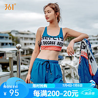 361°游泳衣女士保守分体三件套装显瘦时尚印花海边温泉泳装 蓝色 2XL（体重60kg-65kg）