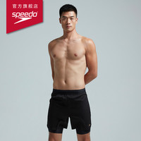 速比涛（Speedo）男士沙滩裤16英寸男子2合1两用沙滩裤泳裤 水陆双栖 黑色/黑色() S