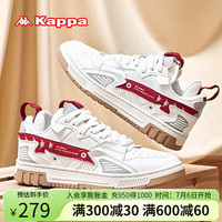 KAPPA卡帕男鞋滑板鞋男2024春季款鞋子男百搭休闲运动鞋软底跑步鞋 经典白/静谧灰/酒红色 41