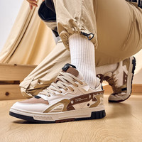 KAPPA卡帕男鞋滑板鞋男2024春季款鞋子男百搭休闲运动鞋软底跑步鞋 月灰色/拿铁咖色/棕色 36