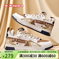 KAPPA卡帕男鞋滑板鞋男2024春季款鞋子男百搭休闲运动鞋软底跑步鞋 月灰色/拿铁咖色/棕色 37