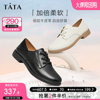 他她(TATA)英伦风小皮鞋女软底百搭平底单鞋女秋季新款7BJA1CM3 黑色 37
