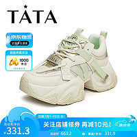 他她（TATA）网面老爹鞋女透气轻便鞋女款夏DGAF2BM4 米白/绿/金 38