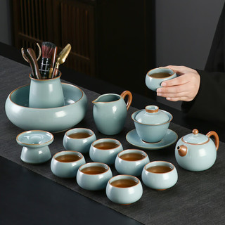 唐丰（TANGFENG）汝窑茶具整套家用办公室会客功夫茶具泡茶茶壶茶杯套装高档礼盒装 