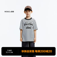 little MO&Co.抑菌 little moco童装24秋男女童纯棉条纹短袖t恤KBD3TEE001 白黑条色 110/52