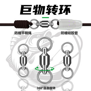 熊火巨物线组套装成品巨物主线全套手工绑制鱼线青鱼草鱼鲢鳙鱼线 5.4m 巨物线组+子线双钩 6号【主线号】