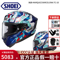 SHOEI摩托车头盔X15机车全盔高清防雾广角通风骑行越野盔 MARQUEZ TC-10/巴塞罗那 XXL(63CM-64CM)