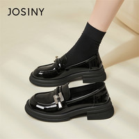卓诗尼黑色乐福鞋女2024春季黑色漆皮气质小皮鞋单鞋女鞋