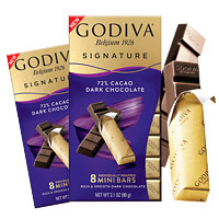 GODIVA 歌帝梵 进口歌帝梵巧克力排块90g独立装便携迷你8条纯可可海盐黑巧克力
