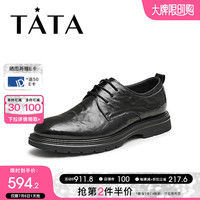 他她（TATA）商务休闲皮鞋男士复古英伦真皮父亲鞋2024秋新款QEQ01CM4 黑色 42