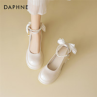 DAPHNE 达芙妮 玛丽珍女鞋夏季新款绝美珍珠蝴蝶结千金高跟单鞋配裙子皮鞋