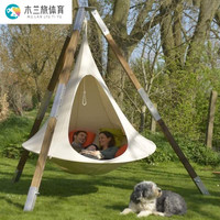 木兰旅 防蚊户外室内庭院吊床秋千蝶形悬挂民宿景点吊笼懒人吊蓝 米白色110X100cm