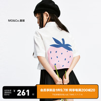 little MO&Co.little moco童装24夏装女童水果印花截短款短袖纯棉衬衫衬衣 本白色 130/64