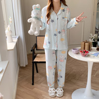 婧麒(JOYNCLEON)月子服春秋产后睡衣女春秋夏季薄款家居服可外出舒适 浅蓝Jyz138493 XL码