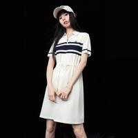 意大利小帆船 24春夏气质撞色条纹女士短袖POLO连衣裙