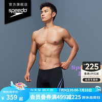 速比涛(Speedo)新升级电气矩阵黑标Hero4.0复刻鲨鱼皮中长泳裤男 健身训练 黑色/浅紫 34
