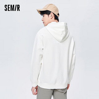 森马（Semir）卫衣男秋季精致刺绣秋装上衣合体微落肩套头连帽衫101522116135 本白