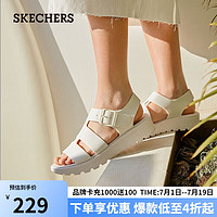 斯凯奇（SKECHERS）轻质透气一脚蹬懒人鞋子休闲女士沙滩鞋 111570白 39