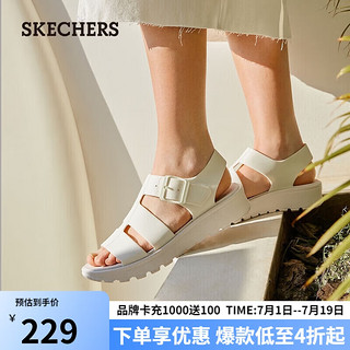 斯凯奇（SKECHERS）轻质透气一脚蹬懒人鞋子休闲女士沙滩鞋 111570白 40