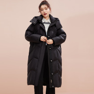 雪中飞 秋冬百搭可拆卸连帽分格充绒女士长款加厚连帽羽绒服