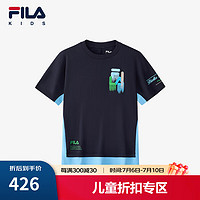 FILA斐乐童装儿童短T类2024中大童男童短袖T恤 传奇蓝-NV 170cm
