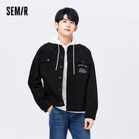 森马 Semir外套男秋季时尚工装风字母刺绣精致潮流宽松纯棉男装夹克上衣