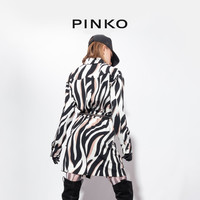 【年中特惠】PINKO 男友风宽松休闲斑马纹衬衫式连衣裙102009A197