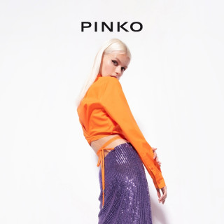 【年中特惠】PINKO 度假休闲短款绑带长袖衬衫100697Y6VW