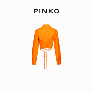【年中特惠】PINKO 度假休闲短款绑带长袖衬衫100697Y6VW