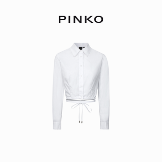 【年中特惠】PINKO 度假休闲短款绑带长袖衬衫100697Y6VW