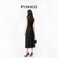 【季末精选】PINKO 2024春夏挂脖V领褶皱低腰连衣裙103262A1NO