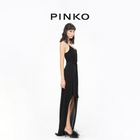 【季末精选】PINKO 2024春夏不规则吊带褶皱拖地连衣裙103122A17I