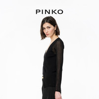 【季末精选】PINKO 2024春夏条纹V领纽扣开衫毛针织衫103543A1ND