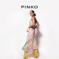 【年中特惠】PINKO 几何印花吊带连衣裙100099A0H4