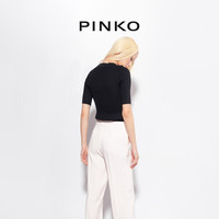 【年中特惠】PINKO 纽扣细罗纹短袖上衣针织衫100419A0LD