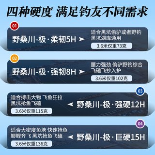上好佰福特 野桑川极系列鱼竿黑坑暴力飞抄竿竞技台钓竿罗非飞鱼飞嗑偷驴 3.15m 野桑川-极 15H