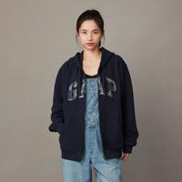 Gap男女装冬季碳素软磨抓绒宽松连帽运动休闲卫衣841214