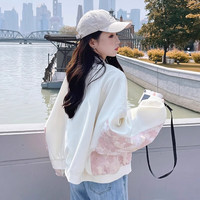 杰丽·莫克小个子休闲短外套女2024春秋港风复古立领宽松棒球服拼色夹克